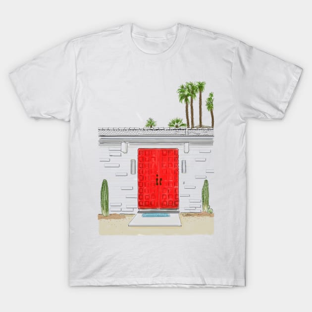 Red Hot Palm Springs Door T-Shirt by kschowe